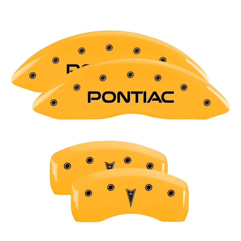 MGP 4 Caliper Covers Engraved Front Pontiac Rear G6 Yellow Finish Black Char 2007 Pontiac G5 thumbnail 8