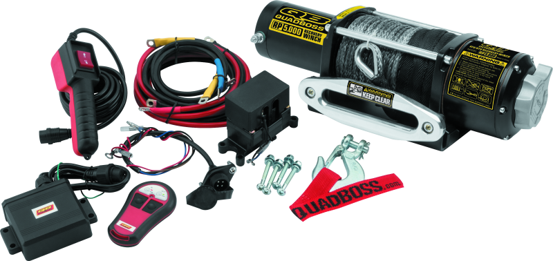 5,000 lbs. Quadboss Winch 608851 Winch, Electric, Pull Rating, Hawse Fairlead, 50 ft. Synthetic Rope Length, Wired and Wireless Remote, Kit thumbnail 4