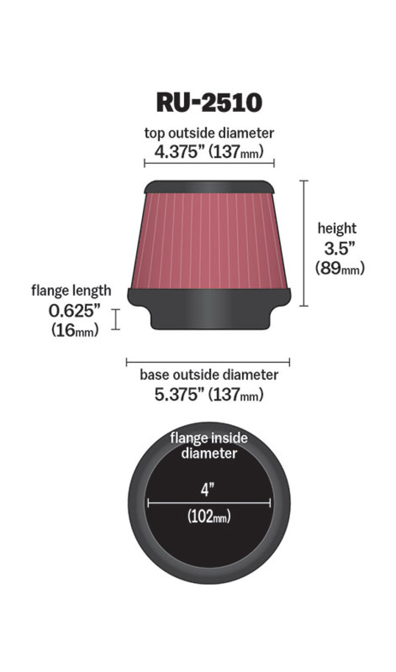 K&N Universal 4 Inch Filter thumbnail 4