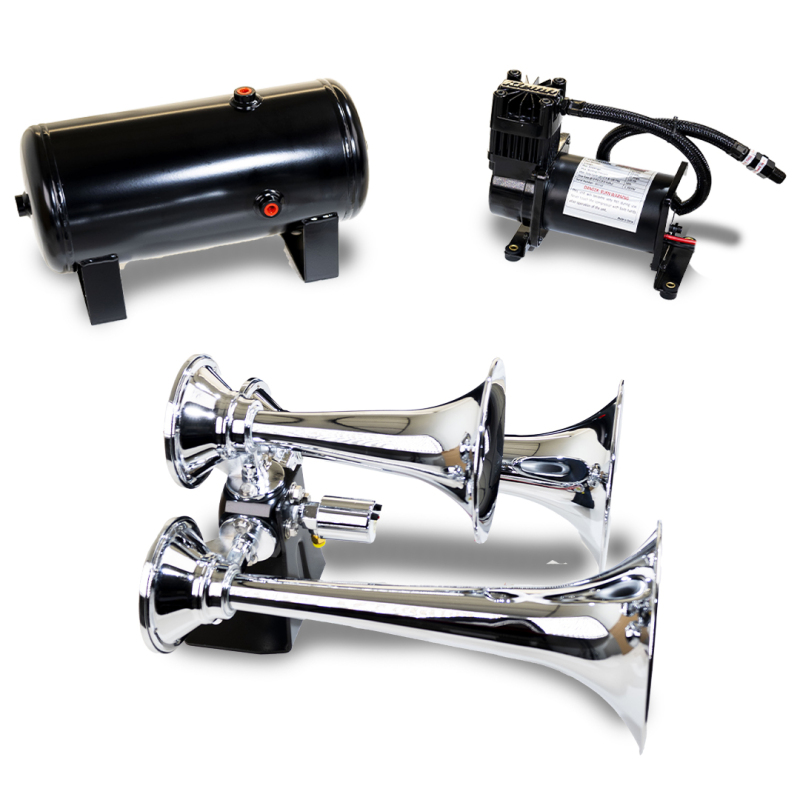 Kleinn Triple Chrome Horn Kit w/ 150 PSI Air Compressor / 1.5 gal Air Tank thumbnail 4