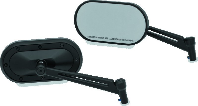 Kuryakyn Heavy Industry Mirrors 1737 Side View Mirrors, Industry, Flat Glass, Manual, Oval Shape, Aluminum, Satin Black, Pair thumbnail 4