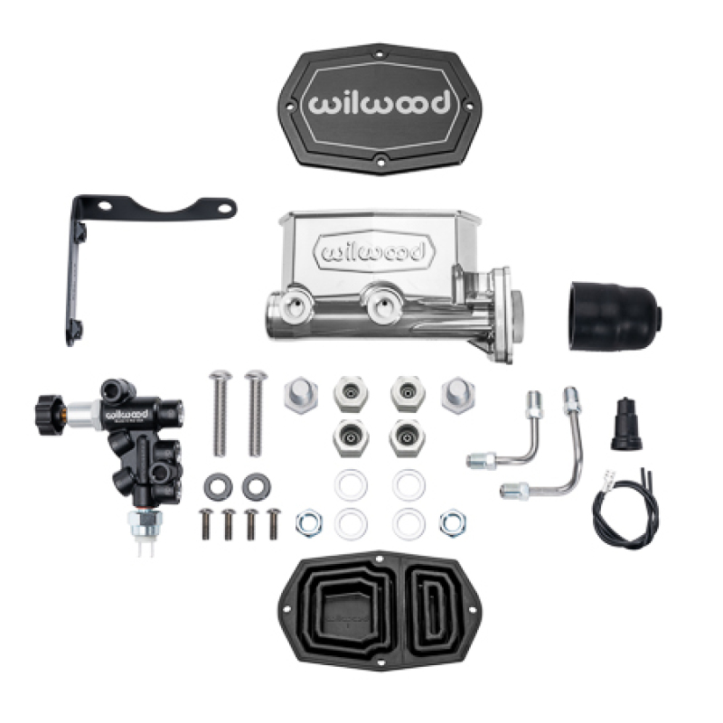Wilwood MOPAR Compact Tandem M/C Kit w/ P-Valve 1in Bore - Chrome Powdercoat