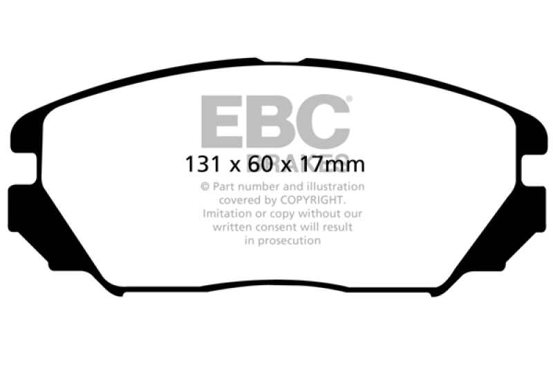 EBC 08-09 Hyundai Azera 3.3 Ultimax2 Front Brake Pads thumbnail 2