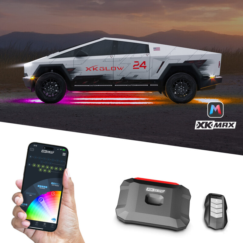 XK Glow Tesla Cybertruck XKMax LED Underglow Light Kit w/ RGBW Chasing Lights thumbnail 2