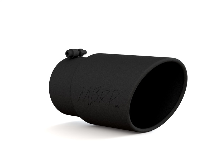 MBRP Universal Tip 6in O.D. Angled Rolled End 5 inlet 12 length - Black Finish thumbnail 2