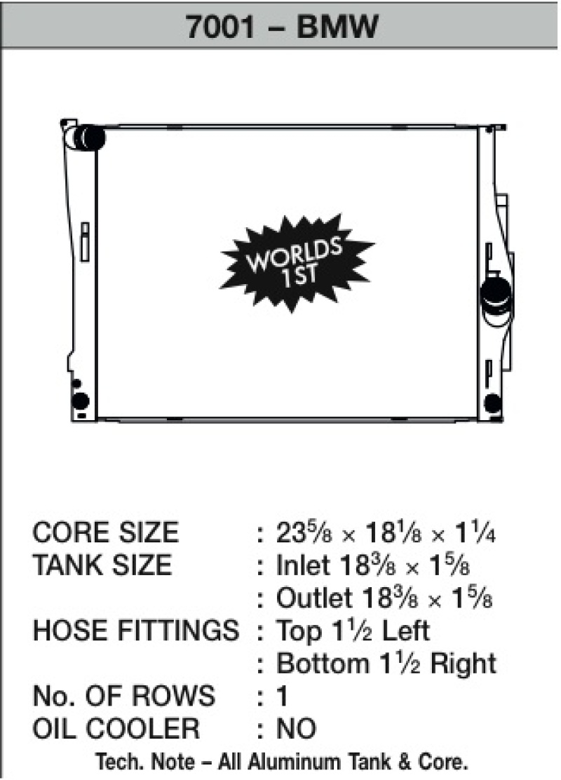 CSF Racing Radiators 7001 Radiator, Racing, Aluminum, Polished, BMW, 328, 330, Z4 Each thumbnail 5