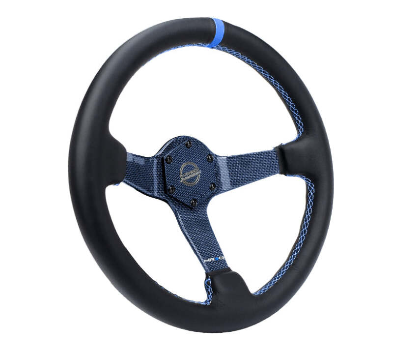 NRG Reinforced Steering Wheel (350mm) Blue Carbon Fiber Center - Blue Stitching & Center Mark thumbnail 6