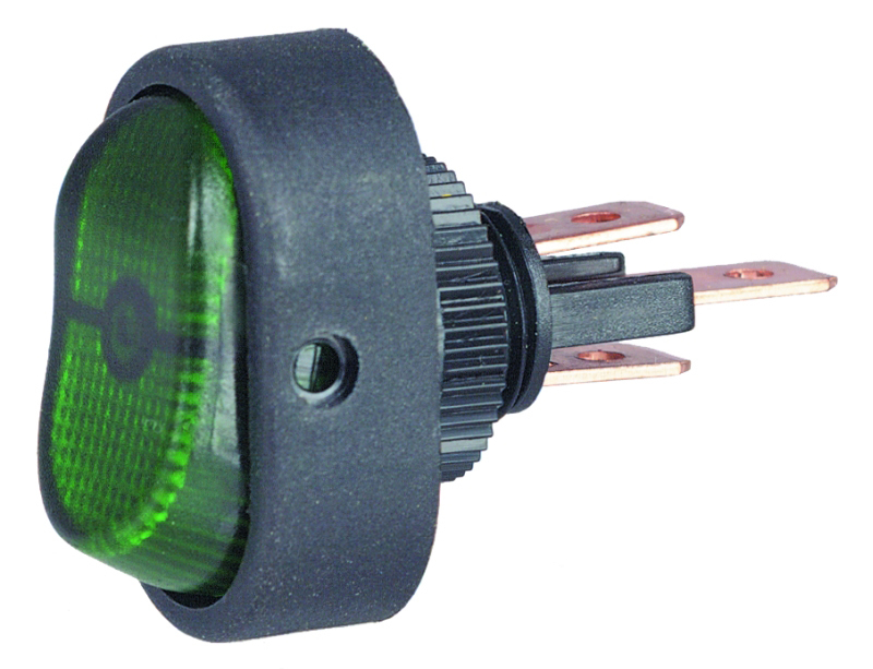 Switch Rocker SPST Green
