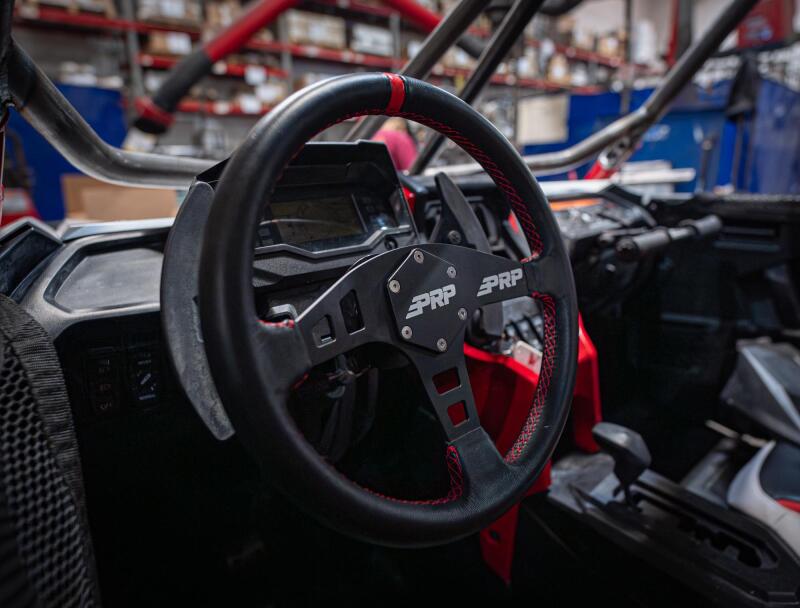 PRP Flat Leather Steering Wheel - Red