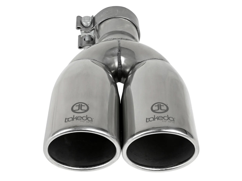 aFe Takeda 304 Stainless Steel Clamp-on Exhaust Tip Polished 2-1/2ininlet x 3-1/2in Outlet X 12in L