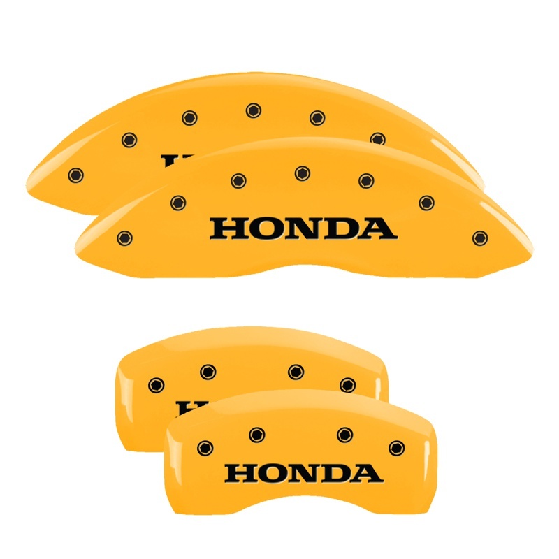 MGP 4 Caliper Covers Engraved Front & Rear Honda Yellow finish black ch thumbnail 6