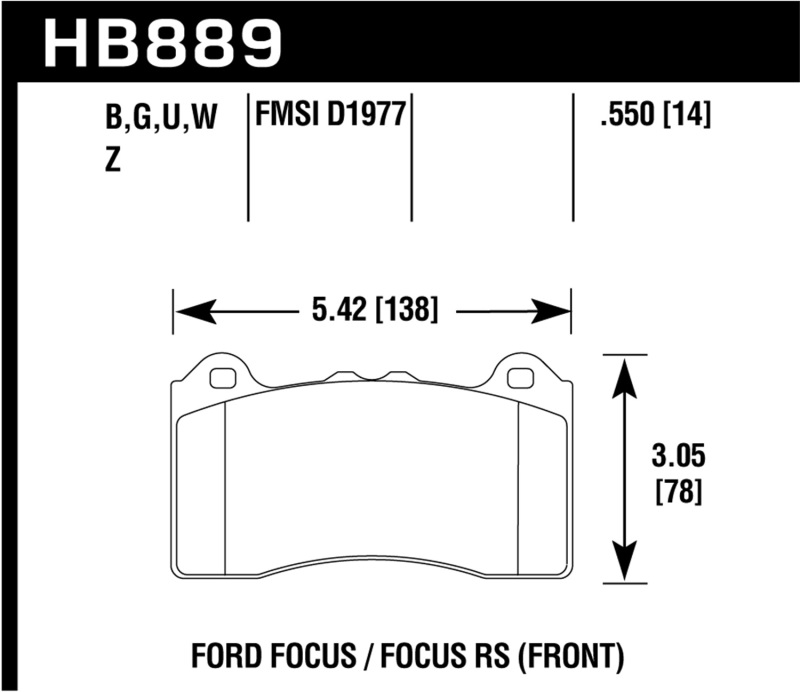 Hawk 2017 Ford Focus PC Front Brake Pads thumbnail 2
