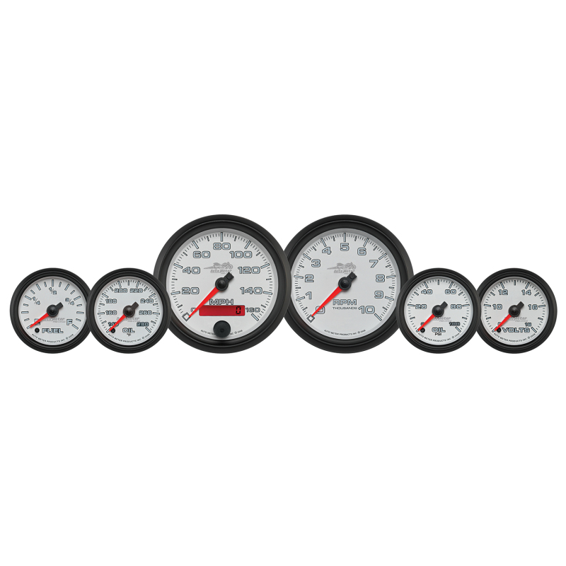 Autometer Pro-Cycle Gauge Kit 6 Pc. Kit 3 3/8in & 2 1/16in Bagger White thumbnail 5