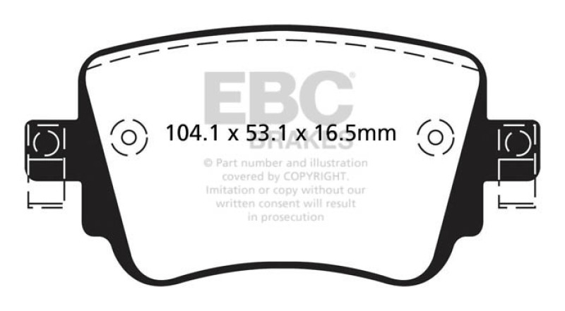 EBC 15-21 Volkswagen GTi 2.0 Turbo Ultimax2 Rear Brake Pads thumbnail 4