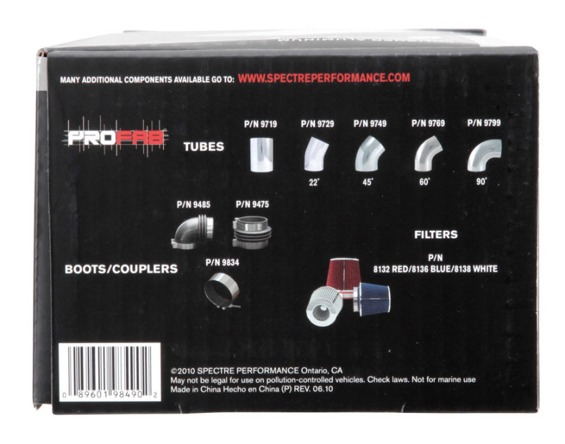 Spectre Plenum 4in. OD x 9in. (Air Cleaner to Stud Inlet) - Single thumbnail 4
