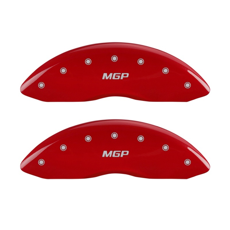 MGP Front set 2 Caliper Covers Engraved Front MGP Red finish silver ch thumbnail 4