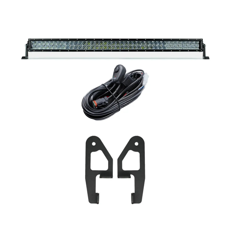 Cali Raised 10-24 Toyota 4Runner Roof Rack Front Light Bar Kit - 42in White Dual Row SPOT Beam