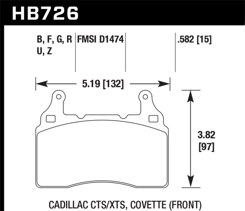 Hawk 10-17 Chevrolet Camaro HP+ Compound Front Brake Pads thumbnail 4