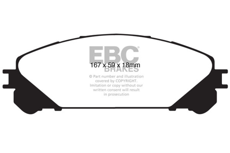 EBC 15+ Lexus NX200t 2.0 Turbo Ultimax2 Front Brake Pads thumbnail 4