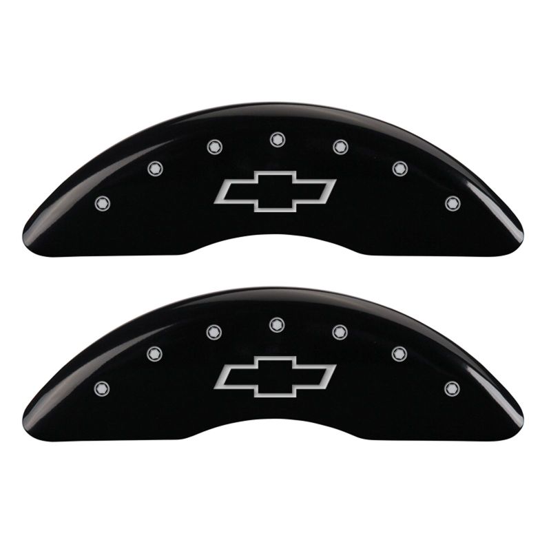 MGP 4 Caliper Covers Engraved Front & Rear Bowtie Black finish silver ch thumbnail 4