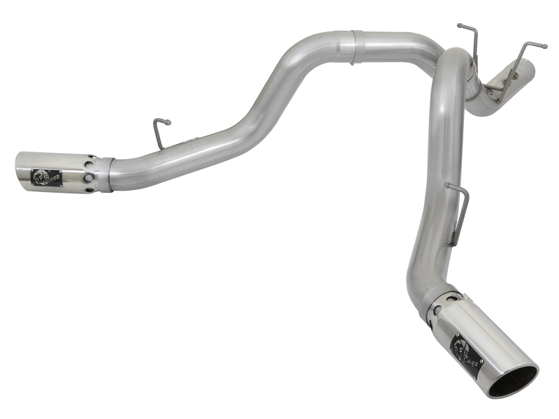 aFe ATLAS 4in DPF-Back Alum Steel Exhaust System w/Dual Exit Polished Tip 2017 GM Duramax 6.6L (td) thumbnail 2