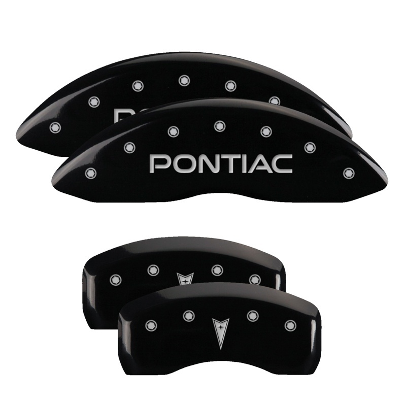 MGP 4 Caliper Covers Engraved Front Pontiac Engraved Rear G6 Black finish silver ch thumbnail 4