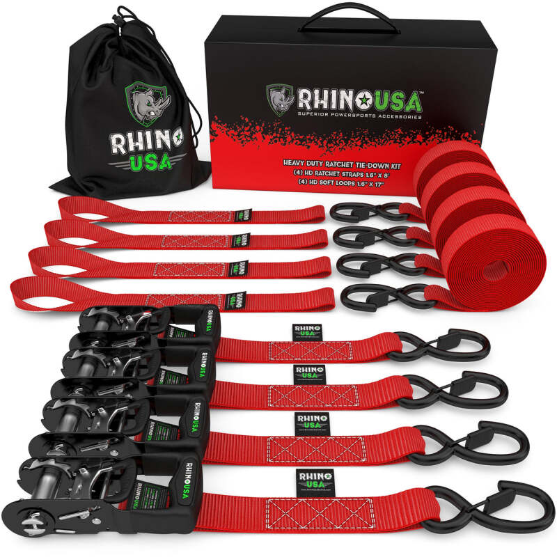 Rhino USA Heavy Duty Ratchet Tie-Down 4-Pack (Red) 1.6In X 8Ft
Tie Down
