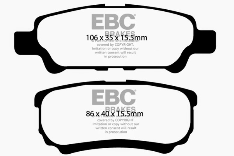 EBC 07+ Jeep Compass 2.0 (262mm Rear Rotors) Greenstuff Rear Brake Pads thumbnail 4