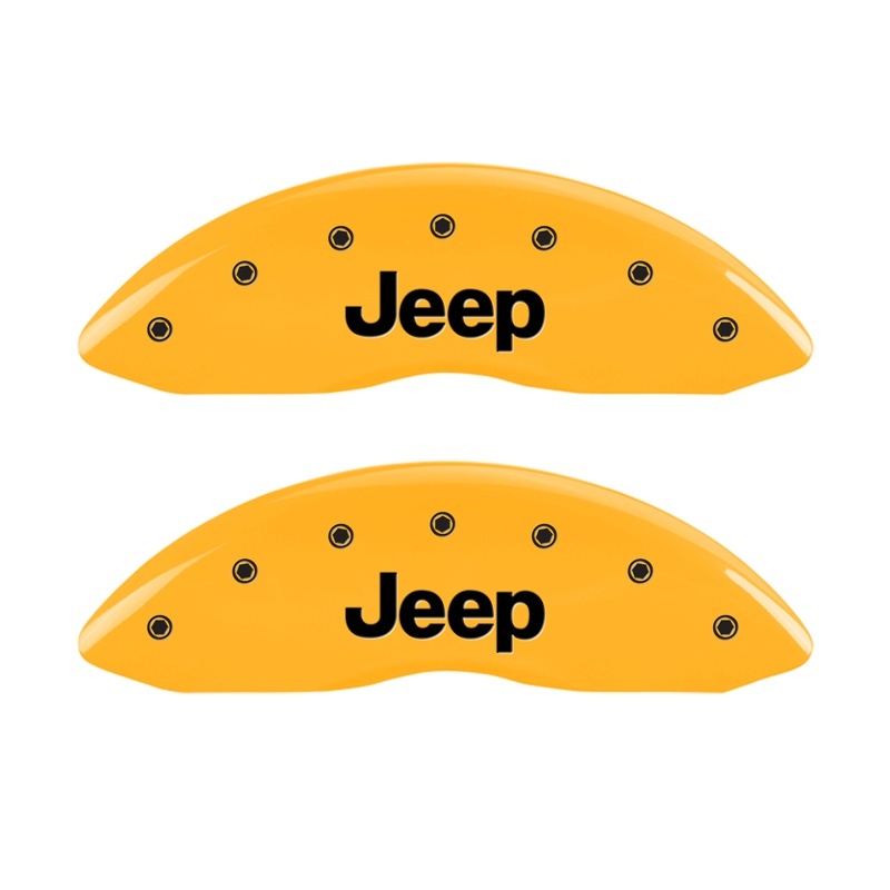 MGP Front set 2 Caliper Covers Engraved Front JEEP Yellow finish black ch thumbnail 3