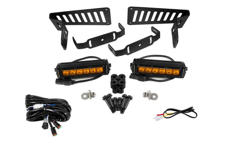 Diode Dynamics 18-21 Jeep JL Wrangler/Gladiator SS6 Cowl LED Bracket Kit - Amber Driving thumbnail 3