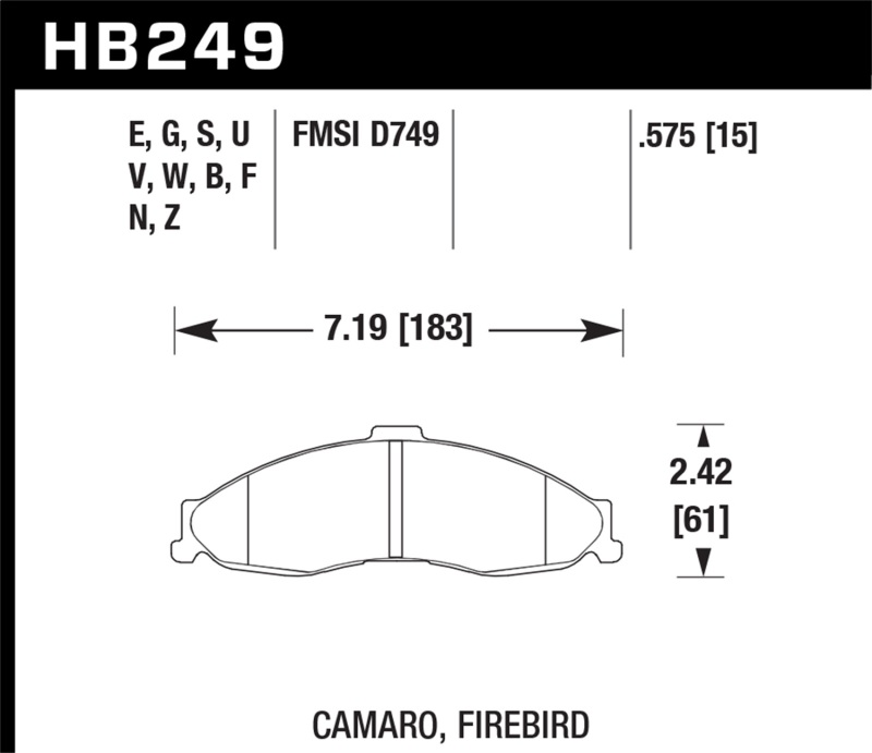 Hawk 1998-2002 Chevrolet Camaro SS 5.7 HPS 5.0 Front Brake Pads thumbnail 4