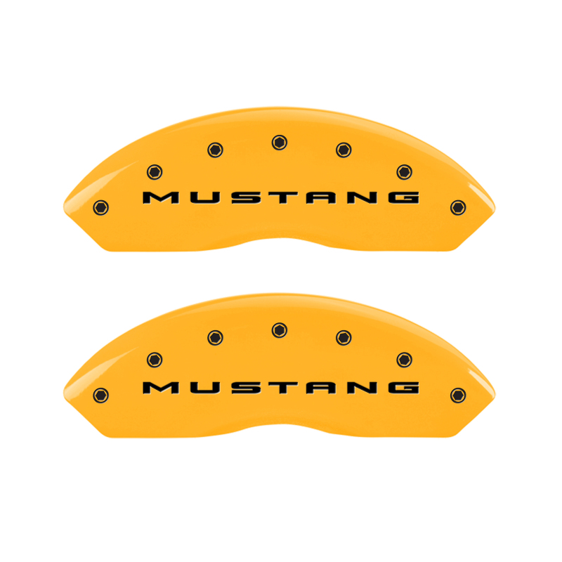 MGP 4 Caliper Covers Engraved Front 2015/Mustang Engraved Rear 2015/37 Yellow finish black ch thumbnail 4