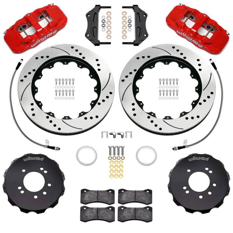 Wilwood 95-98 Nissan Skyline Aerolite 6R Front BBK w/ 14.00in D/S Rotors & Flexlines - Red