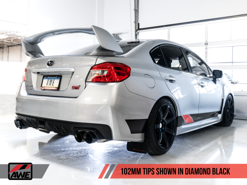 AWE Tuning Subaru STI VA / WRX GV / STI GV Sedan Touring Edition Exhaust - Diamond Black Tip (102mm) thumbnail 8