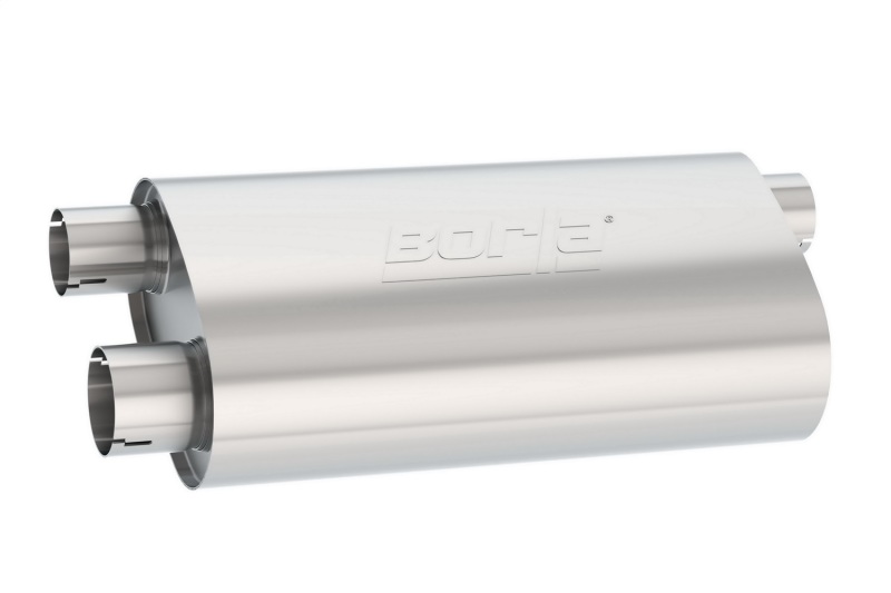 Borla Universal Pro-XS Muffler Oval 3in Inlet/ 2.5in Dual Outlet Transverse Flow Notched Muffler thumbnail 6