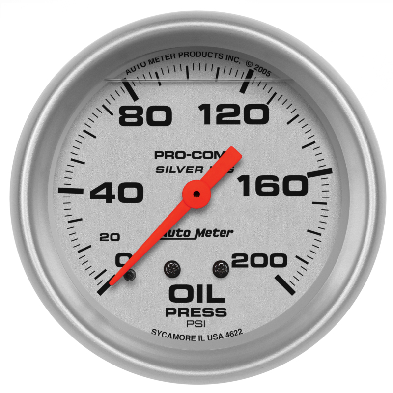 AutoMeter Gauge Oil Press 2-5/8in. 200PSI Liquid Filled Mech Ultra-Lite thumbnail 4