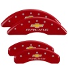 MGP 4 Caliper Covers Engraved Front & Rear Chevy Racing Red Finish Silver Char 2016 Chevrolet Camaro thumbnail 8