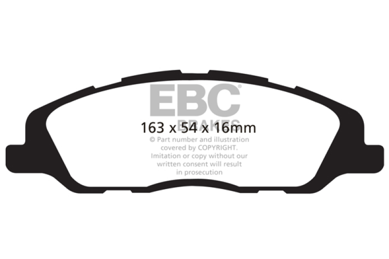 EBC 13-14 Ford Mustang 3.7 (A/T+Performance Pkg) Yellowstuff Front Brake Pads thumbnail 5