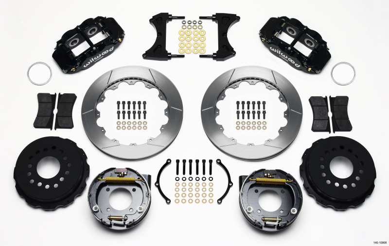 Wilwood Narrow Superlite 4R Rear P-Brk Kit 12.88in Chevy 12 Bolt w/ C-Clips Staggered mt