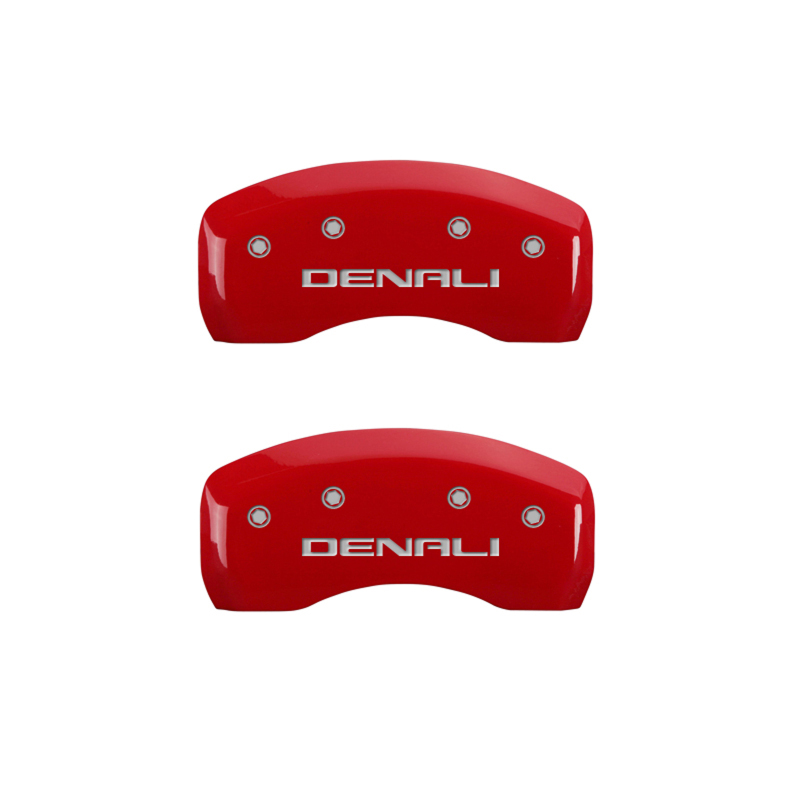 MGP 4 Caliper Covers Engraved Front & Rear Denali Red finish silver ch thumbnail 7
