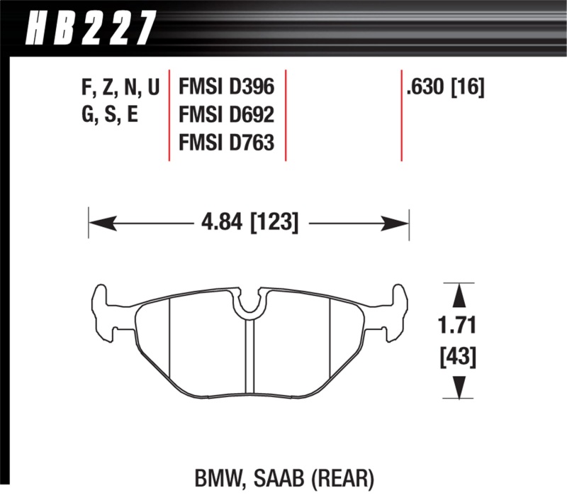 Hawk 95-99 BMW M3 E36 Performance Ceramic Street Rear Brake Pads thumbnail 8