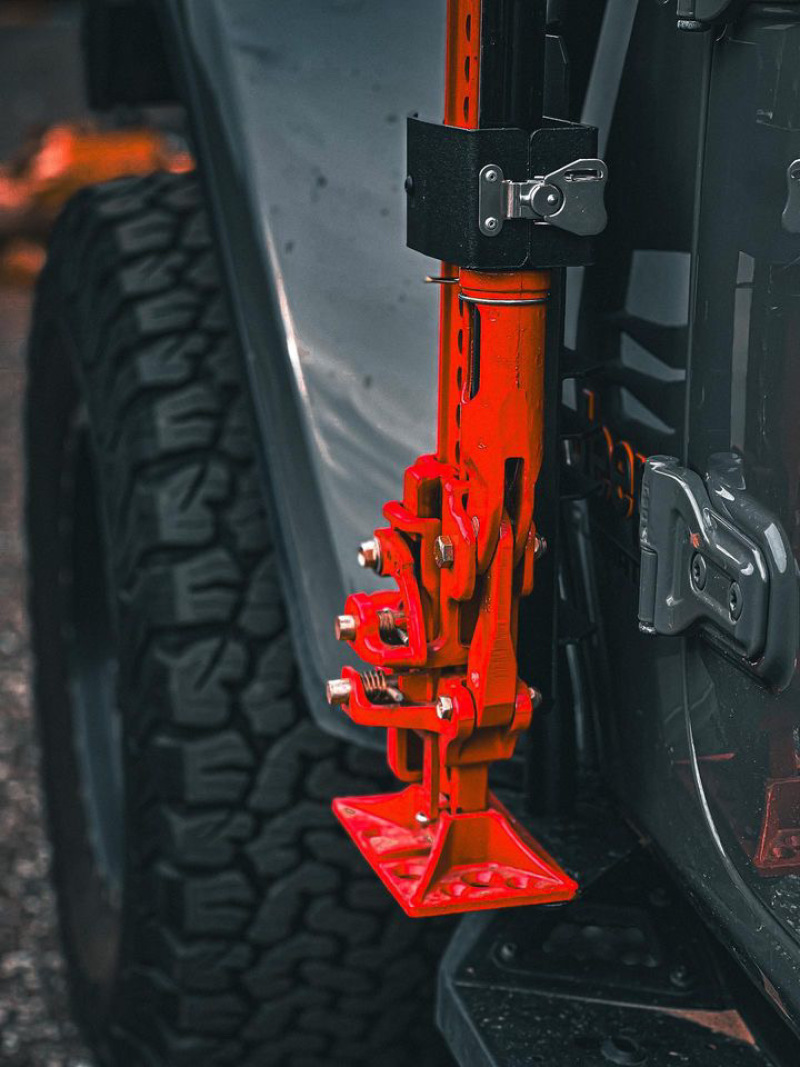 Go Rhino 18-24 Jeep Wrangler JL/JLU/JT Front Fender Jack Mount for Hi-Lift Jack - Tex. Blk thumbnail 7
