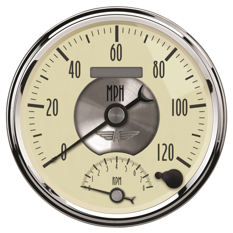 AutoMeter Gauge Tach/Speedo 5in. 120MPH & 8K RPM Elec. Program. Prestige Antique. Ivory thumbnail 4