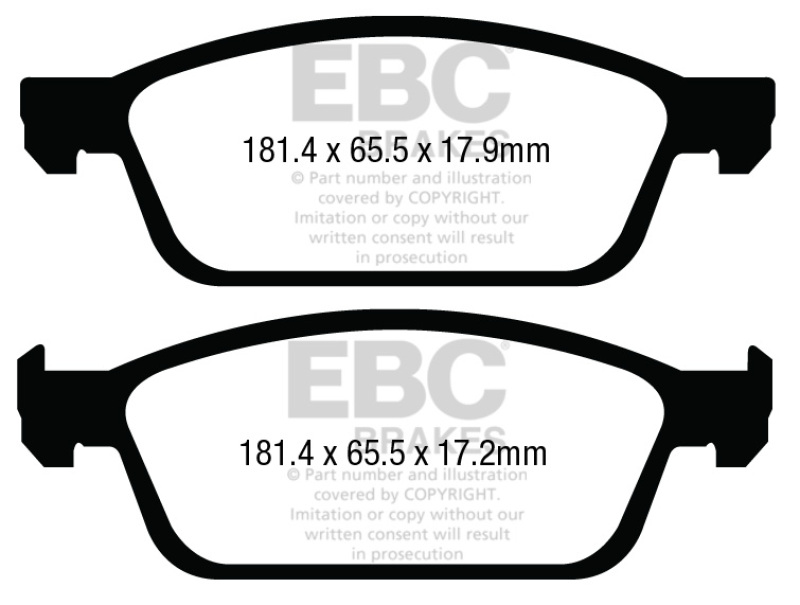 EBC 13+ Ford Escape 1.6 Turbo 4WD Ultimax2 Front Brake Pads thumbnail 2