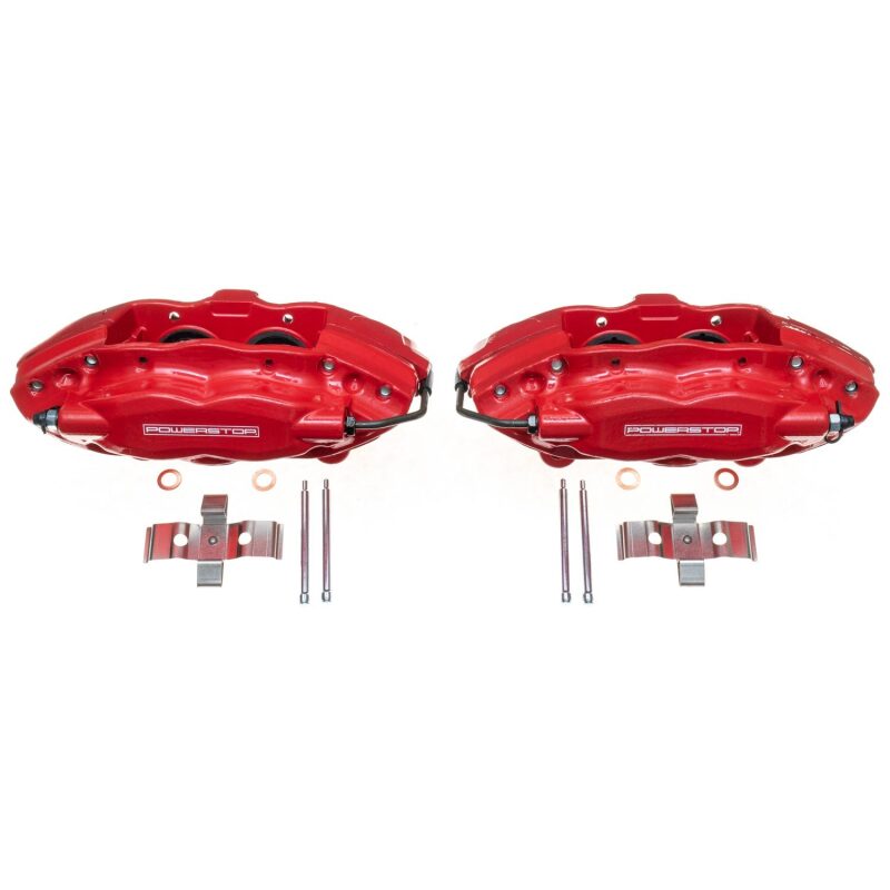 PowerStop Performance Powdercoated Brake Calipers S5084 Caliper, Cast Iron, Red Powdercoated, 2-Piston, Chrysler, Dodge, Jeep, Rear, Pair