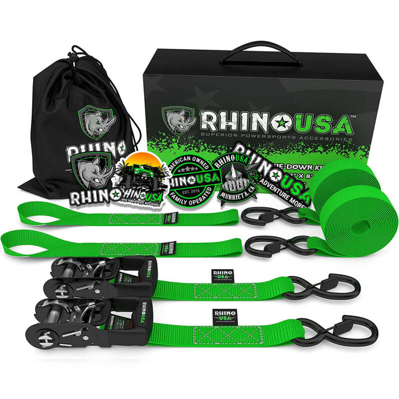 Rhino USA Heavy Duty Ratchet Tie-Downs 2-Pack (Green) 1.6In X 8Ft
Tie Down