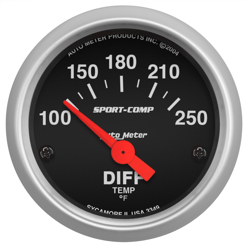 AutoMeter Gauge Differential Temp 2-1/16in. 100-250 Deg. F Electric Sport-Comp