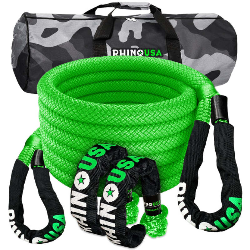 Rhino USA 7/8In X 30Ft Kinetic Rope Recovery Kit W/Soft Shackles (Green)
Rope
