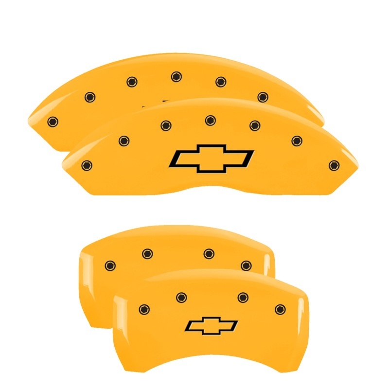 MGP 4 Caliper Covers Engraved Front & Rear Bowtie Yellow Finish Black Char 2019 Chevrolet Equinox thumbnail 4