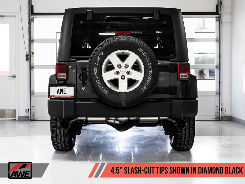 AWE Tuning 07-18 Jeep Wrangler JK/JKU 3.6L Tread Edition Axle-Back Dual Exhaust - Diamond Black Tips thumbnail 6